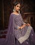 Traditional Function Wear Heavy Faux Georgette Salwar Suit Collection Purple Faux Georgette Pant Straight Close-up View